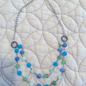 Sterling silver stone and crystal necklace